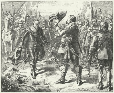 Encuentro de Gustavo Adolfo de Suecia y Juan Jorge I, Elector de Sajonia en Duben, 1631 de Wilhelm Camphausen